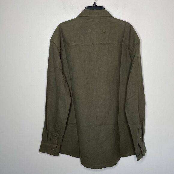 GIOBERTI Shirt Mens Medium M Button Up Flannel NEW Olive Green 100% Cotton - Picture 4 of 7